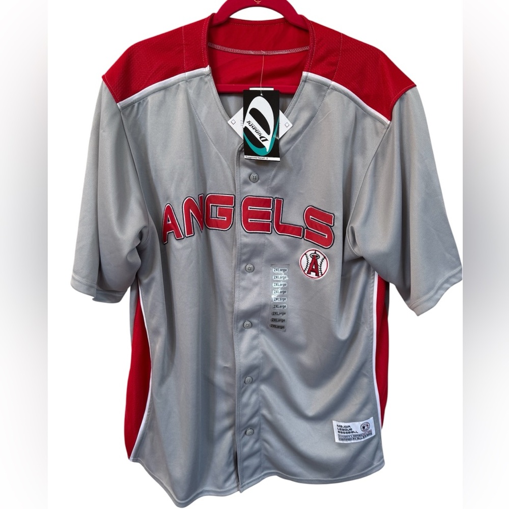 Dynasty Los Angeles Angels Jersey MLB‎ 2XL Gray Red Baseball Shirt Fan Game